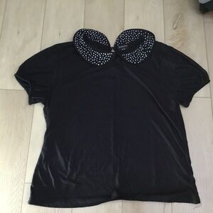 Black Top with Polka Dot Collar